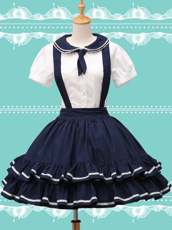 Pure Cotton Straps Neck Lolita Skirt