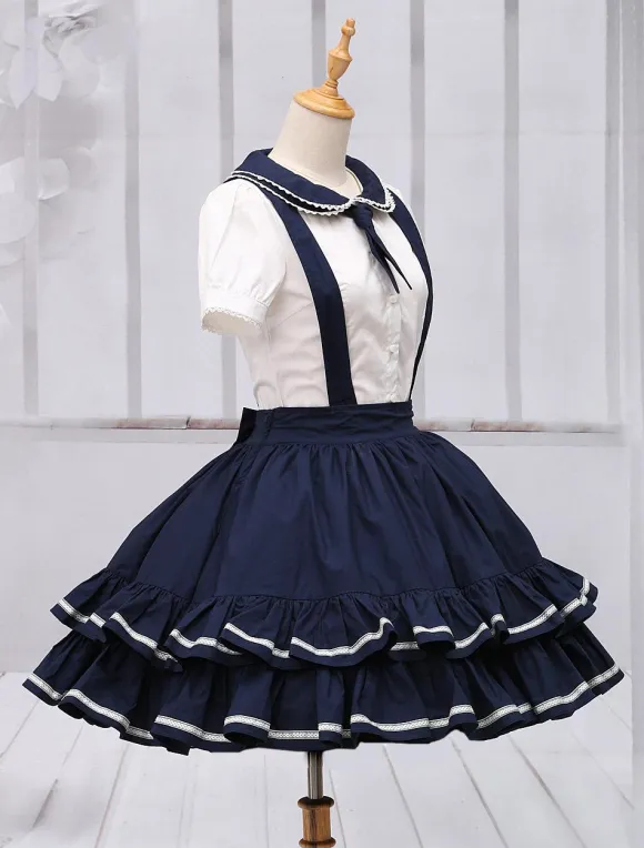 Pure Cotton Straps Neck Lolita Skirt
