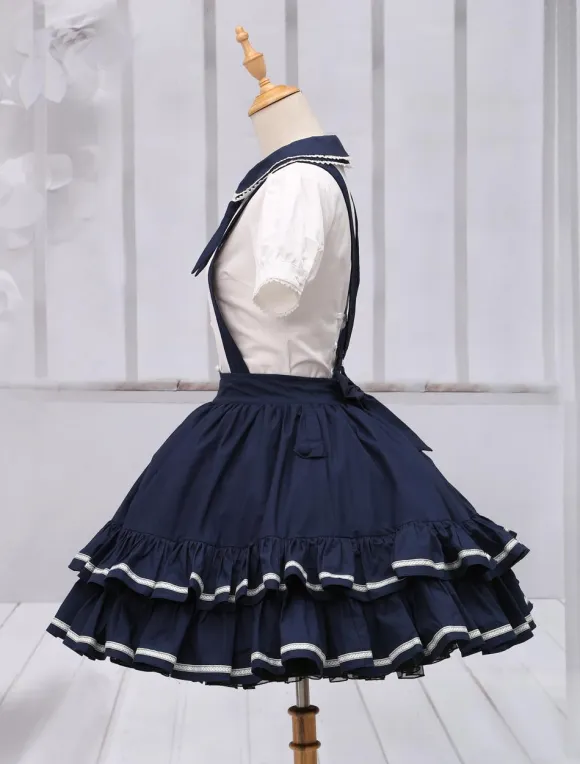 Pure Cotton Straps Neck Lolita Skirt