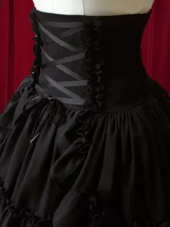 Pure Black High Waist Lolita Short Skirt with Layered Ruffles
