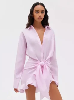Pure Cotton Shirt Dress For Women - Resort Wrap Tie Front 2 Piece Set - Summer Beach Vacation 2026