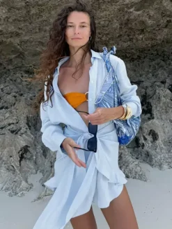 Pure Cotton Shirt Dress For Women - Resort Wrap Tie Front 2 Piece Set - Summer Beach Vacation 2026