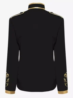Purple Men's Retro Steampunk Coat High Collar Embroidery Front Zip Long Sleeves Vintage Coat
