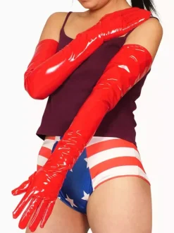 PVC Red Shoulder Length Gloves