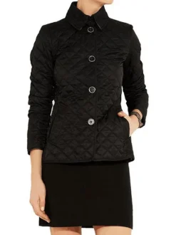 Quilted Jacket Turndown Collar Padded Coat Spring Cozy Outerwear