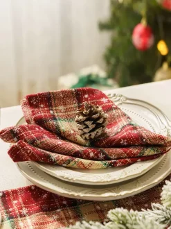 Red Christmas Polyester Fiber Polyester Plaid Christmas Holidays Costumes