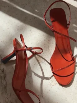 Red Heeled Sandals Open Toe Strappy Party Shoes For Women