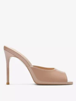 Red High Heel Mules Peep Toe Stiletto Heel Sandal Slippers