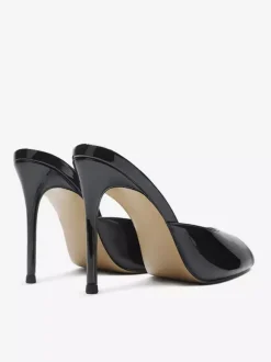 Red High Heel Mules Peep Toe Stiletto Heel Sandal Slippers