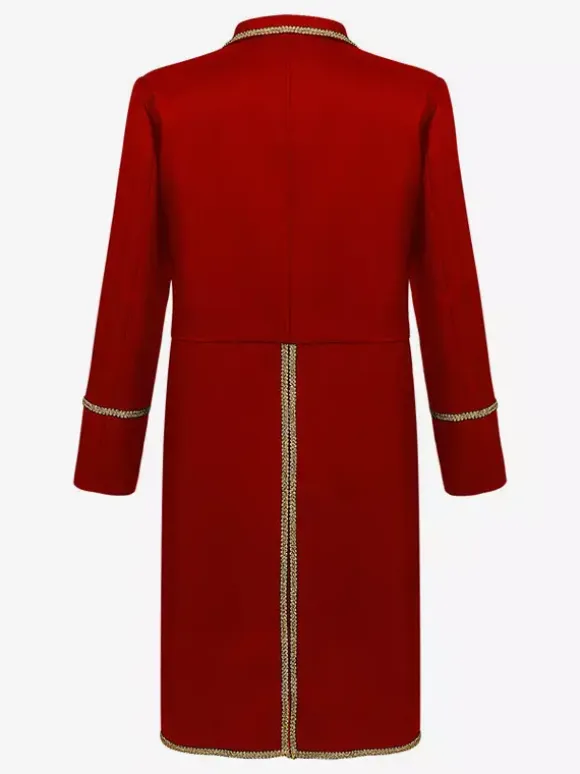 Red Vintage Top Retro Polyester Long Sleeves Retro Costumes For Man Burgundy