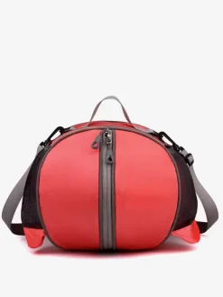 Red Basketball Sports Bag with Zipper and Shoulder Strap with Pockets