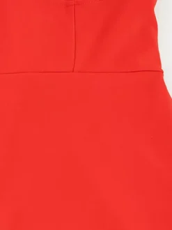 Red Bodycon Ruffle Slip Dress For Women - Slim Fit High Slit Asymmetrical Long Cami - Summer Night Out Party 2026