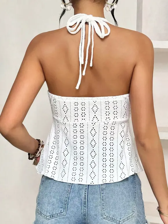 Red Cami Top Straps Neck Cut Out Chic Camis For Women