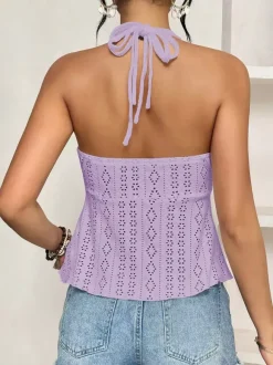 Red Cami Top Straps Neck Cut Out Chic Camis For Women