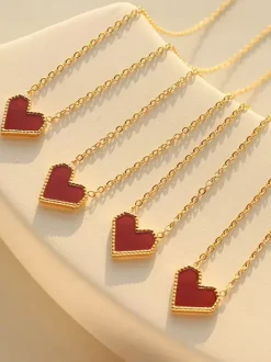 Red Heart Pendant Necklace For Women 2026
