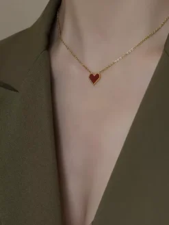 Red Heart Pendant Necklace For Women 2026