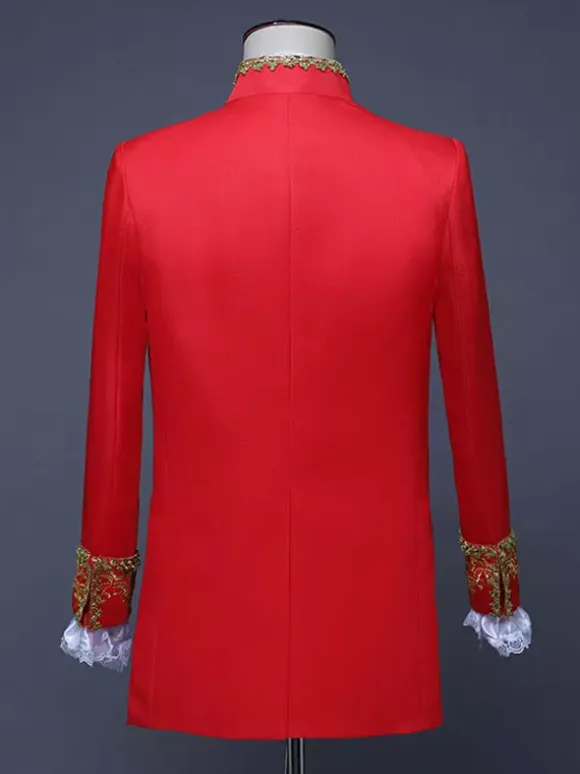Red Vintage Set Art Deco/Retro Polyester Long Sleeves Retro Costumes For Man