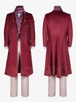 Red Vintage Set Retro Polyester Long Sleeves Retro Costumes For Man Burgundy