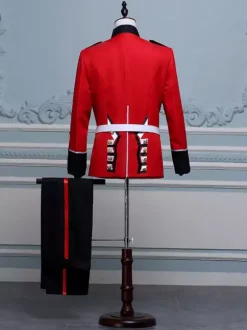 Red Vintage Set Royal Long Sleeves Polyester Polyester Fiber Hat Retro Costumes For Man