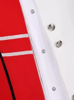 Red Vintage Top Retro Buttons Color Block Long Sleeves Polyester Overcoat Retro Costumes For Man