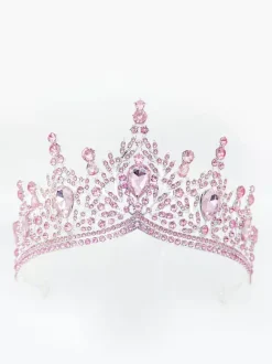 Red Women Queen Crown Princess Synthetic Gemstones Tiaras Women's Royal Masquerade Party Accessory