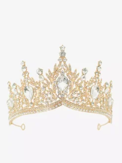 Red Women Queen Crown Princess Synthetic Gemstones Tiaras Women's Royal Masquerade Party Accessory