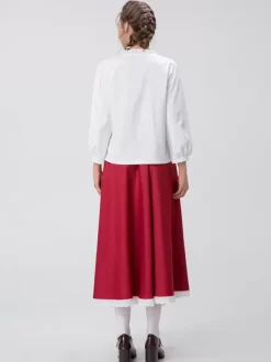 Red Women's Elegant Top Apron Polyester Set Holidays Costumes Burgundy