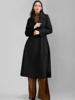 Red Wool Cashmere Blend Coat For Woman Burgundy Double-breasted Double-Faced Winter Outerwear 2026