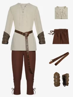 Renaissance medieval pirate shirt ankle strap pants cosplay stage Retro performance clothing