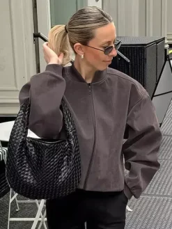 Retro Zip-up Bomber Jacket For A Street Look 2026
