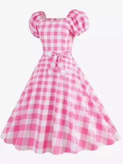 Retro Glamour Dress Sweetheart Neck Puff Sleeves Polka Dots Casual Long Dresses
