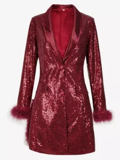 Retro Vintage 1980s Dress Suits&Blazers Disco Sequins Women's Party / Evening Masquerade Bachelorette Party Adults Dress