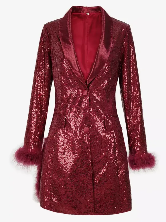 Retro Vintage 1980s Dress Suits&Blazers Disco Sequins Women's Party / Evening Masquerade Bachelorette Party Adults Dress