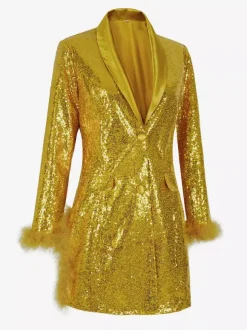 Retro Vintage 1980s Dress Suits&Blazers Disco Sequins Women's Party / Evening Masquerade Bachelorette Party Adults Dress