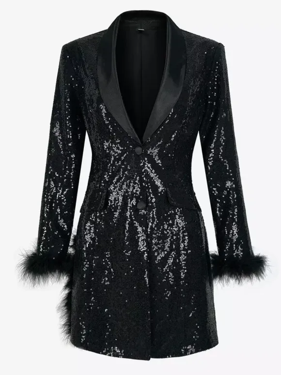 Retro Vintage 1980s Dress Suits&Blazers Disco Sequins Women's Party / Evening Masquerade Bachelorette Party Adults Dress