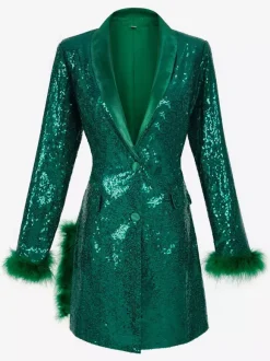 Retro Vintage 1980s Dress Suits&Blazers Disco Sequins Women's Party / Evening Masquerade Bachelorette Party Adults Dress