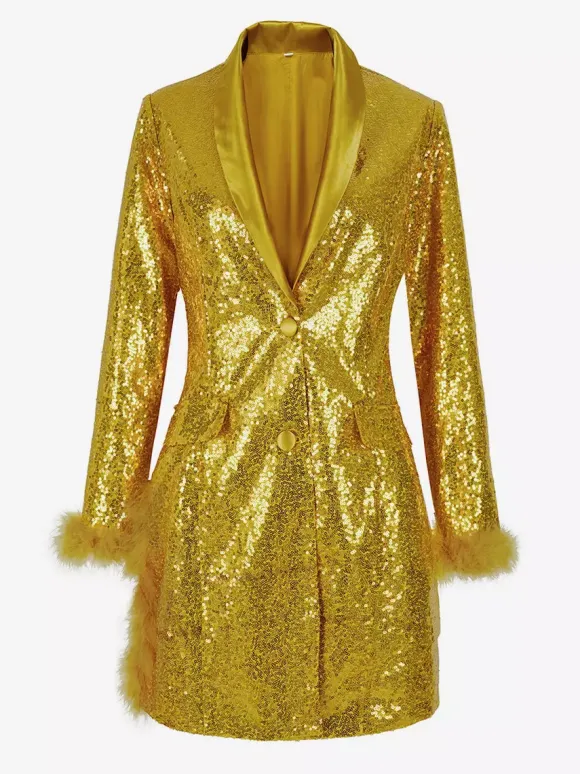 Retro Vintage 1980s Dress Suits&Blazers Disco Sequins Women's Party / Evening Masquerade Bachelorette Party Adults Dress