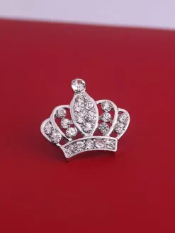 Rhinestone Crown Brooch Shiny Crystal Lapel Pin Suit Coat Wedding Party Decor Jewelry