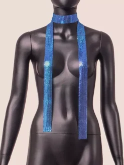 Rhinestone Choker Scarf Sparkling Crystal Long Neck Tie Glitter Neck Accessory For Party