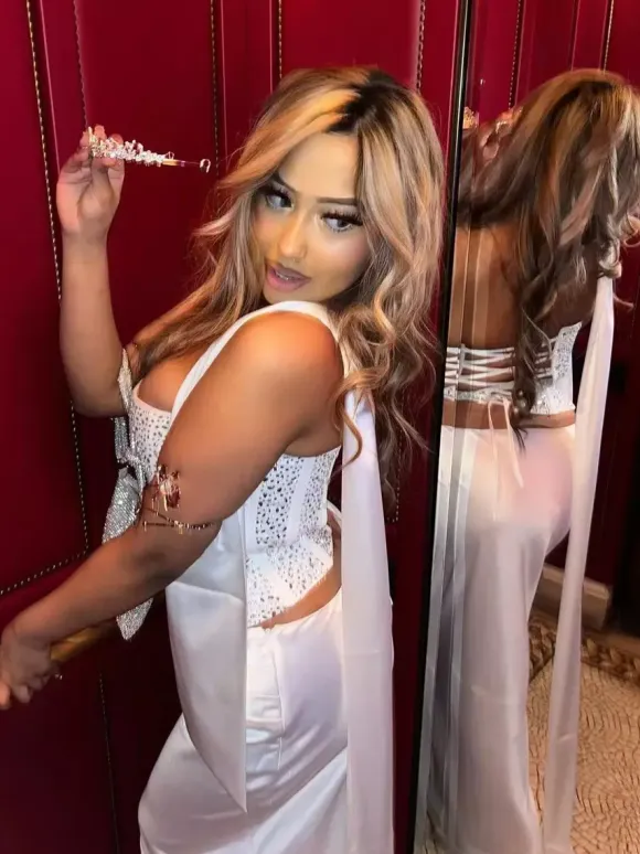 Rhinestone Lace Up Back Corset And Long Skirt Party 2-Piece Set For Women 2026