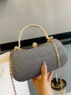 Rhinestone Lock Crossbody Bag Exquisite Party Handbag With Chain For Women 2026