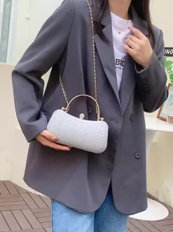 Rhinestone Lock Crossbody Bag Exquisite Party Handbag With Chain For Women 2026