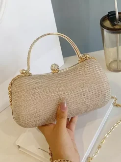 Rhinestone Lock Crossbody Bag Exquisite Party Handbag With Chain For Women 2026