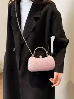 Rhinestone Lock Crossbody Bag Exquisite Party Handbag With Chain For Women 2026