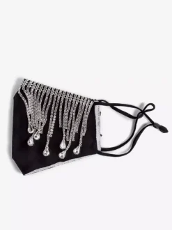 Rhinestone Tassel Drop Gem Decorative Denim Face Mask