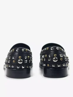Rivets Round Toe Cowhide Mens Loafer Shoes