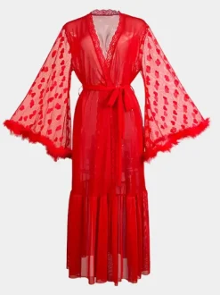 Robes Silk Long Sleeve See Through Sheer Sleep Gown Lingerie