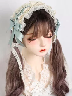ROCOCO Style Lolita Accessories Green Ruffles Lace Headwear Polyester Miscellaneous