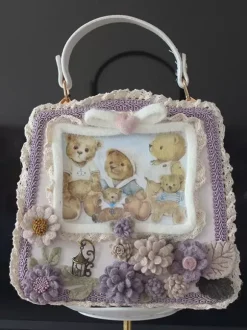 ROCOCO Style Lolita Bag Coffee Brown Polyester Flowers Bows Polyester Fiber Handbag Lolita Accessories