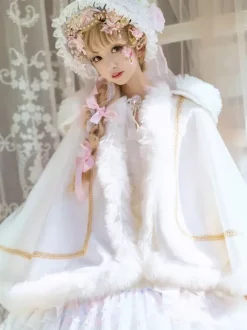 ROCOCO Style Lolita Cape White Polyester Color Block Fall Lolita Outwears
